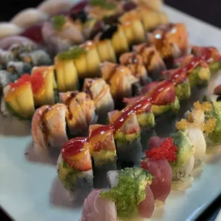 Rainbow Roll Salmon Mango Roll Tuna Sashimi Fire Roll