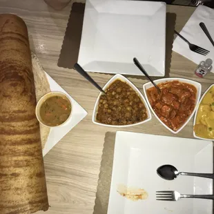 a variety of food items on a table