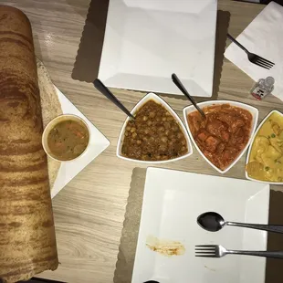 a variety of food items on a table