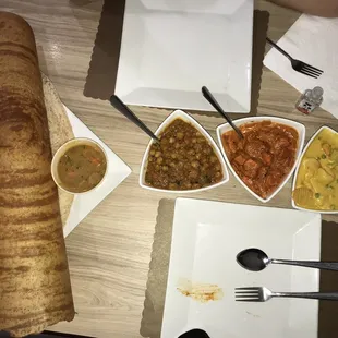 a variety of food items on a table