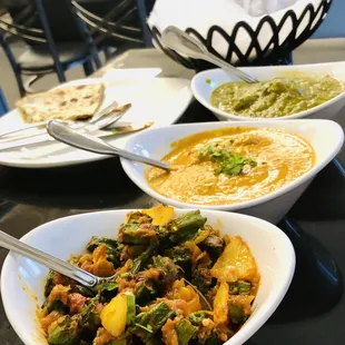 Bhindi Masala, Malai Kofta and Cilantro Chicken