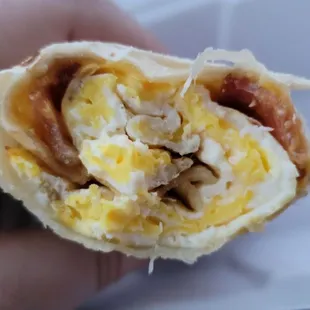 Bacon, egg, and American cheese breakfast burrito