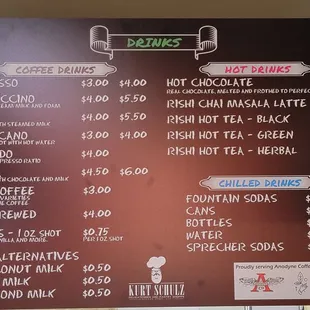 New menu board as of 6/14/2023