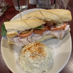 Turkey Club with house made potato salad