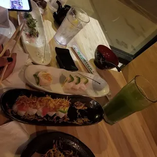 Yellowtail Sashimi with Ponzu Crispy Onion Albacore Sashimi K2 Special Roll K6 Special Roll