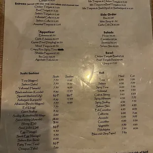 Current menu 2022 side 1