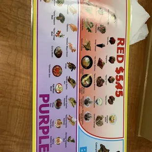 Menu as of 4/20/22