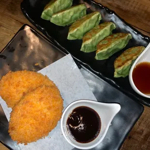 Koroke and Vegetable Gyoza