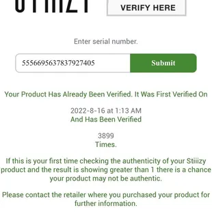 Fake stiiizy cartridge verified 3899 times
