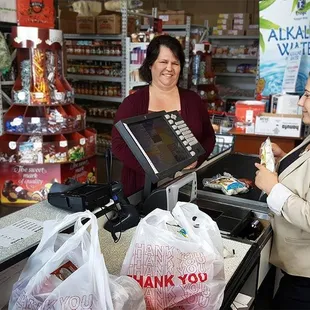 a cashier and a customer