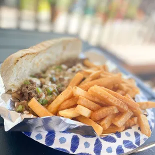 a sandwich and french fries