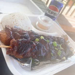 a close up of a tray of food