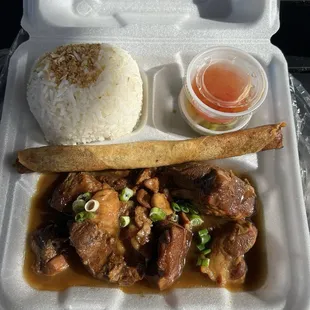 Pork adobo and lumpia