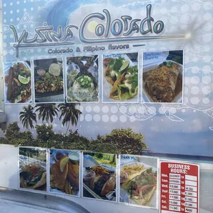 a menu on a food truck