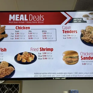 a menu for a meal
