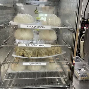 Steamed foods in the warmer