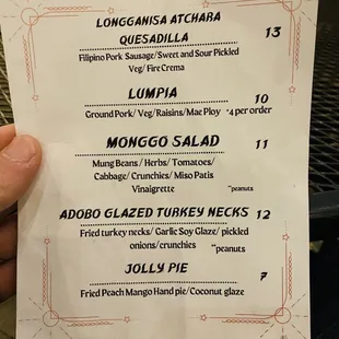 Menu - November 2023 - Pop-up @ Miel Brewery