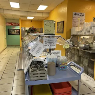 Front of buffet line.