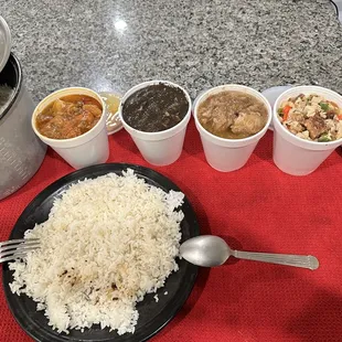 Menudo, Diniguan, Pork Adobo, &amp; Sisig! Mandatory rice and a side of Bagoong! Yes please, all day!