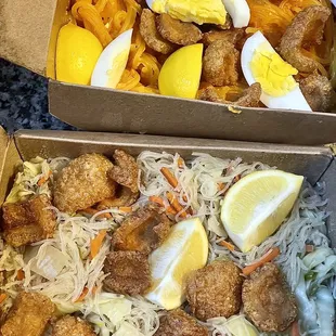 Pancit Palabok and Pancit Bihon Guisado (below)...