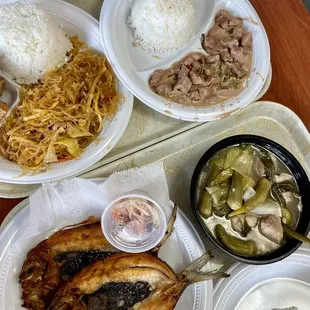 a variety of food items on a table