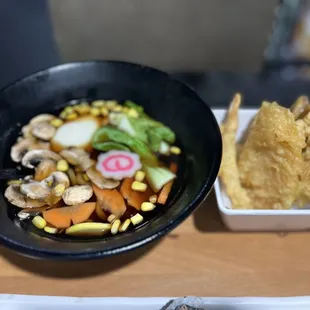 Shrimp and veggie tempura udon