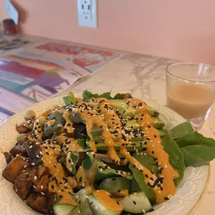 Sweet potato and avocado salad bowl