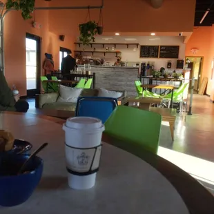 a coffee cup on a table