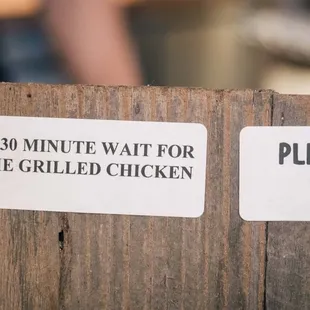 Wait time for grilled chicken (25 Aug 2022)