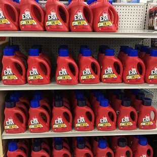 a display of red deteres for sale