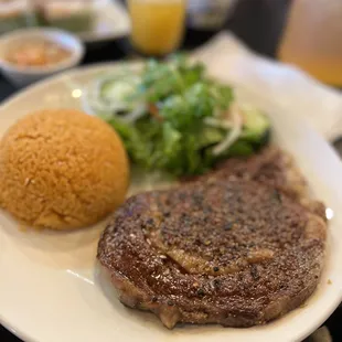 Perfectly seasoned medium rare steak