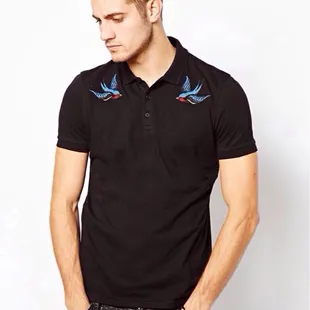 Turn a simple black polo into a work of art that you can wear. #embroidery