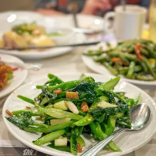 Gailan with dried fish