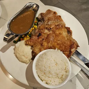 Combination Grilled Chicken and Pork Chop.  Can feed 2 people.