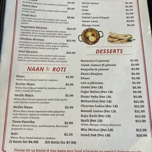 menu