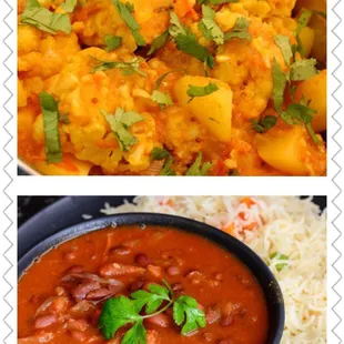 Gobi aloo and Rajma curry