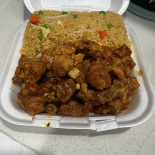 C32. Orange Chicken Combo Plate