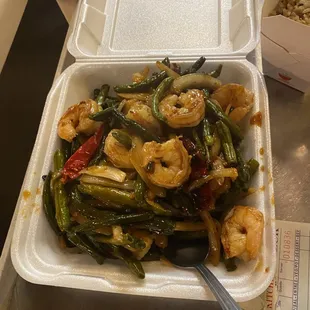 Szechwan green bean with shrimp
