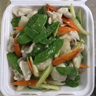 Snow peas with chicken