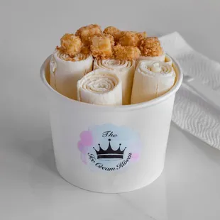 Cheesecake Ice Cream Roll Topped With Cheesecake Bites