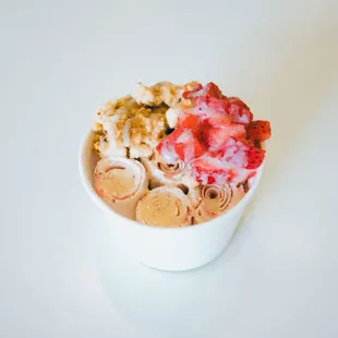 Fan Favorite: Strawberry Short Cake, Topped With Strawberries, Cheesecake Bites, Condensed Milk