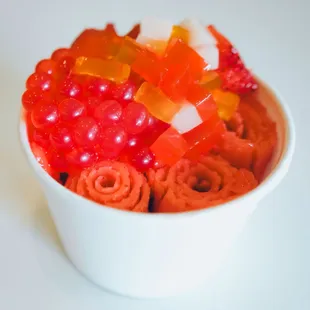 Rolled Ice Cream Rainbow Road Topped With Rainbow Jelly And Popping Boba