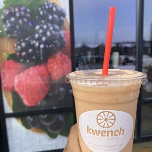 Strawberry, banana, mango and apple juice