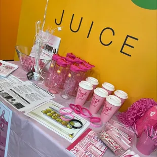 a display of juice