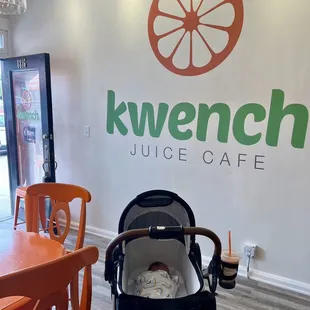 a baby in a stroller