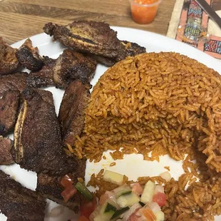Jollof rice and beef
