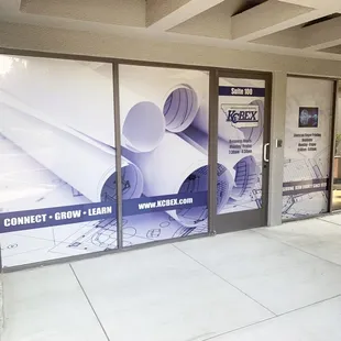 Perforated vinyl install. Perf vinyl lets you see out from inside, and lets you see a graphic from the outside.