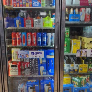 a refrigerator full of drinks