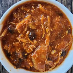 Chili soup with beans and chicken