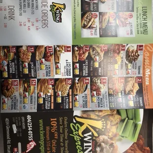 a menu for a fast food restaurant